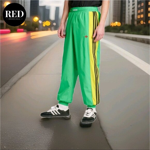 Adidas Originals Warm Up Retro Track Pants Green Yellow KA4579 - Men's Size M - Picture 4 of 7